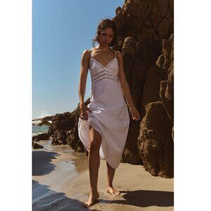 ZARA POPLIN LACE MIDI DRESS Size L NEW WITH TAG!